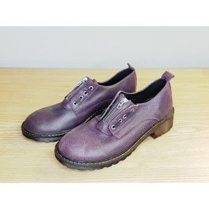 Diesel Oxford Women's Size 8? Purple Leather Zipper Suede Block Heel Barely Worn